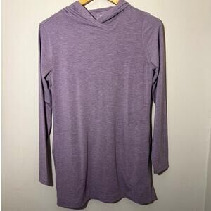 Duluth Trading Co Heathered Purple Wool Blend Long Sleeve Tunic Hoodie XS